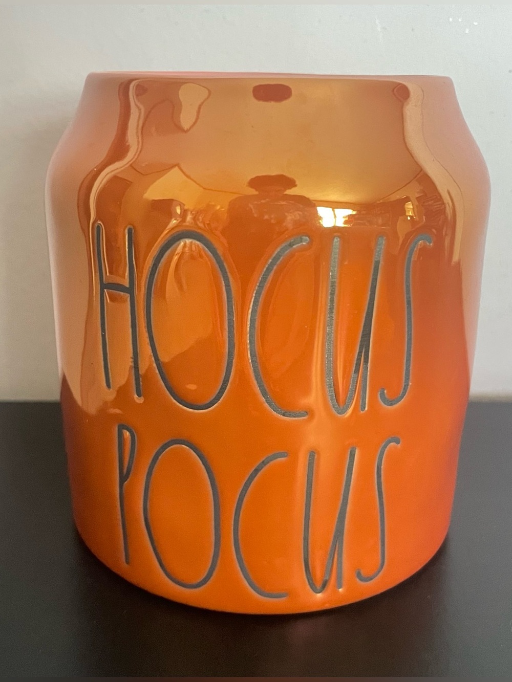 Rae Dunn Orange Iridescent Hocus Pocus Ceramic Jar